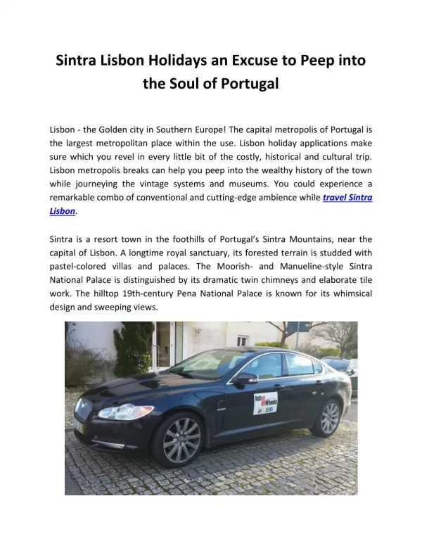 Sintra Lisbon Holidays an Excuse to Peep into the Soul of Portugal