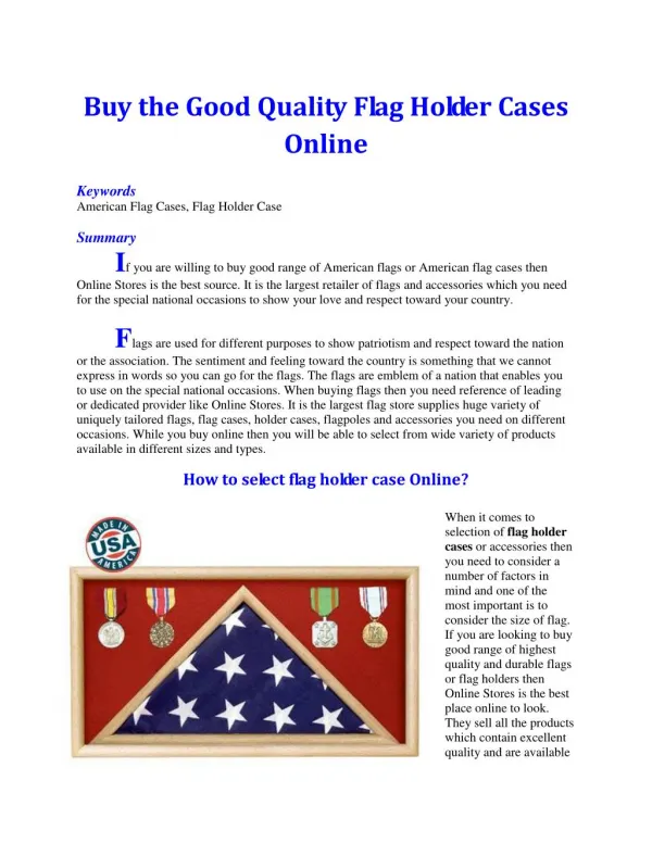 Buy the Good Quality Flag Holder Cases Online