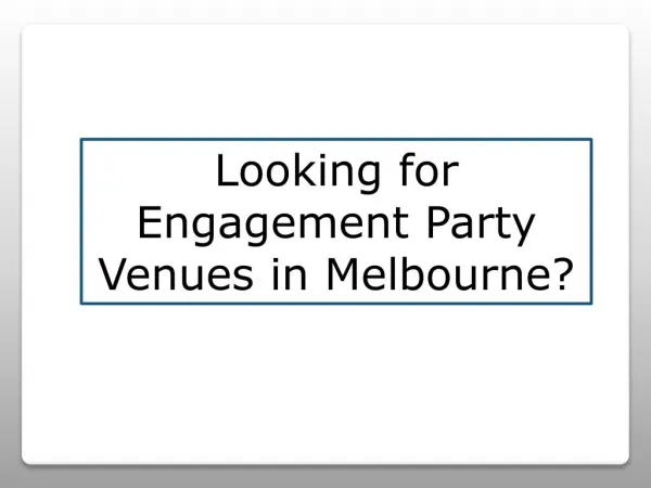 Engagement Party Venues Melbourne