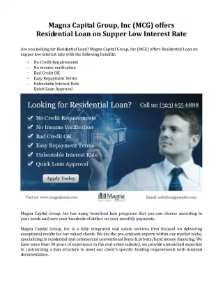 Residential Loan on Super Low Interest Rate - slide 1