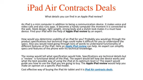 iPad Air Contracts Deals