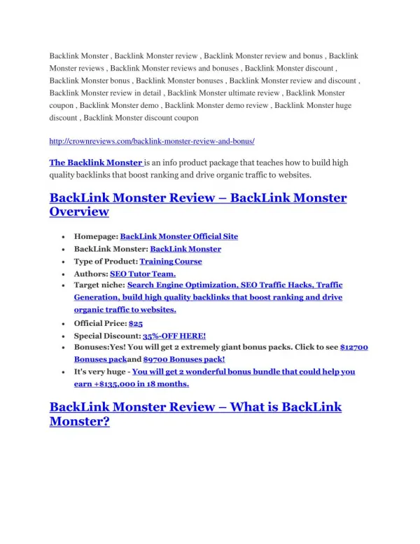 Backlink Monster review - A top notch weapon