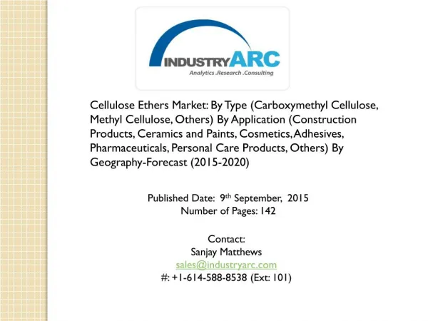 Cellulose Ethers Market | IndustryARC.