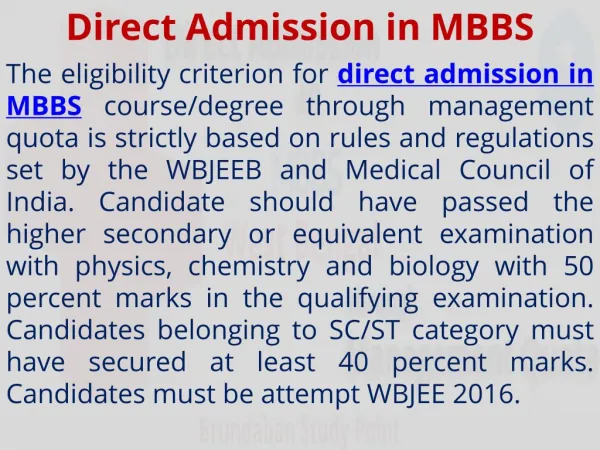 MBBS Admission 2016