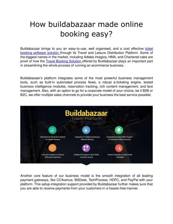How buildabazaar made online booking easy?