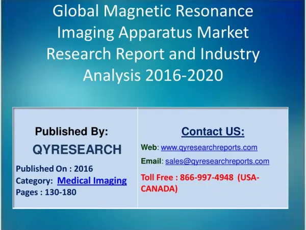 Global Magnetic Resonance Imaging Apparatus Industry 2016 Market Development, Research and Analysis