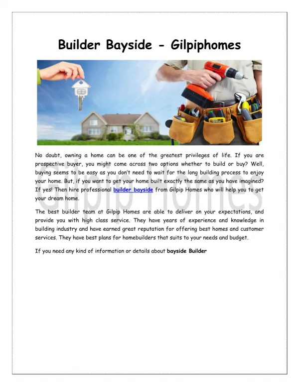Builder Bayside -Gilpilhomes