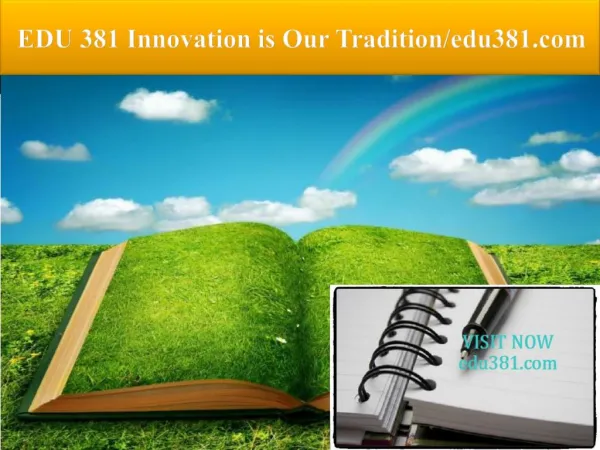 EDU 381 Innovation is Our Tradition/edu381.com