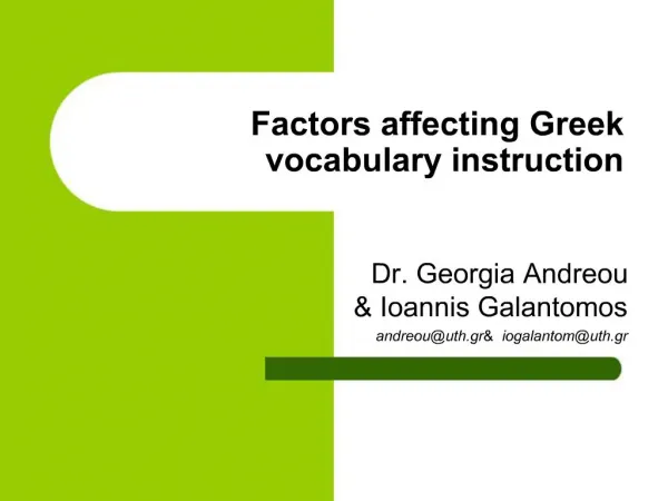 Factors affecting Greek vocabulary instruction