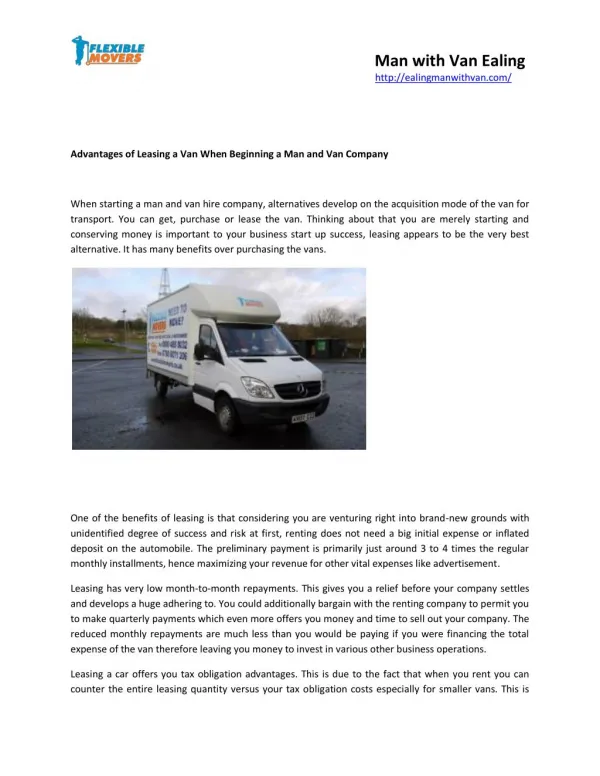 Advantages of Leasing a Van When Beginning a Man and Van Company