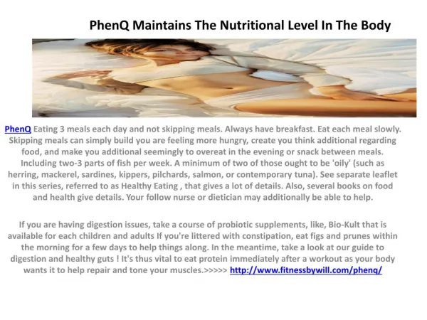PhenQ reduces the cholesterol level