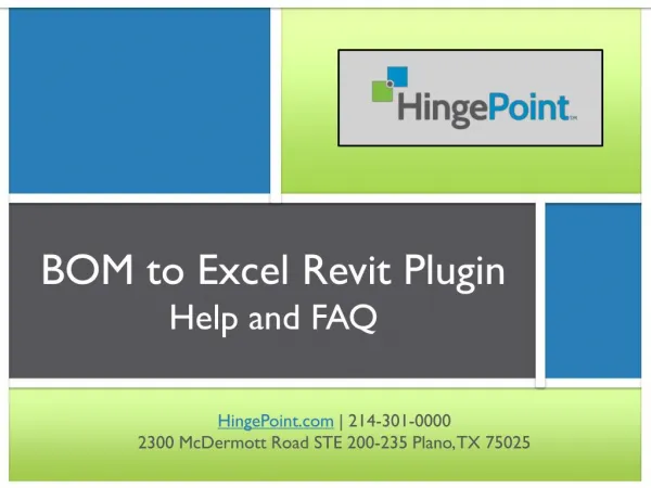 HingePoint BOM to Excel Help and FAQ