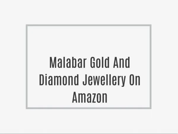 Malabar Gold And Diamond Jewellery On Amazon