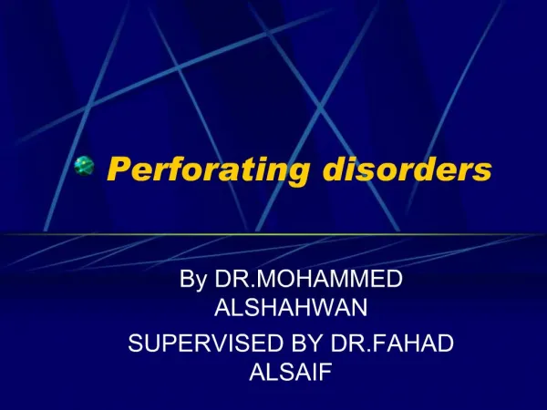 Perforating disorders