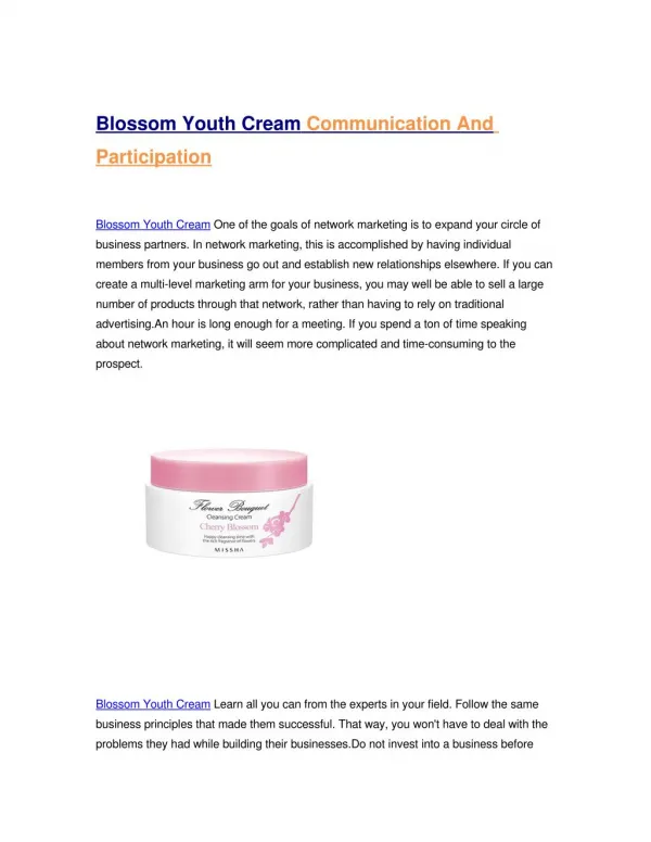 Blossom Youth Cream Keep your