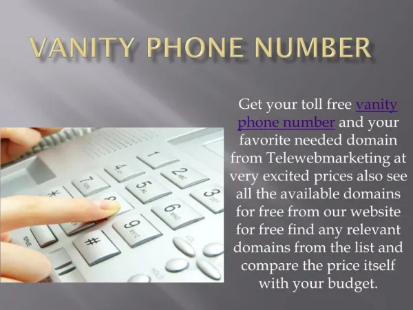 Vanity toll free numbers