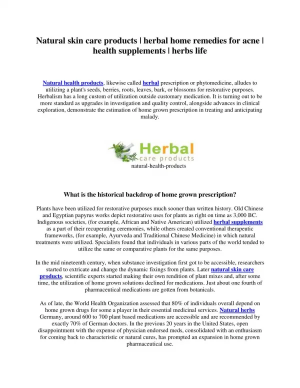 Herbal Care Products