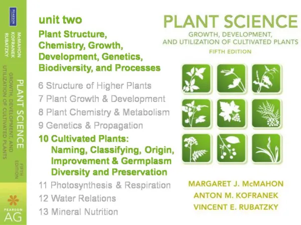 Unit two Plant Structure, Chemistry, Growth, Development, Genetics, Biodiversity, and Processes