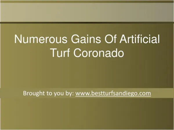 Numerous Gains Of Artificial Turf Coronado