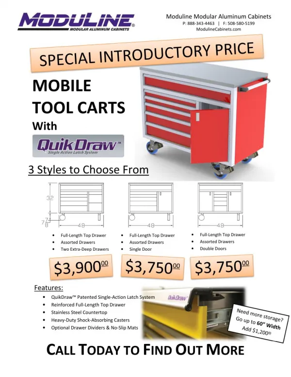 Mobile Tool Carts With Quik Draw for Your Modular Cabinets