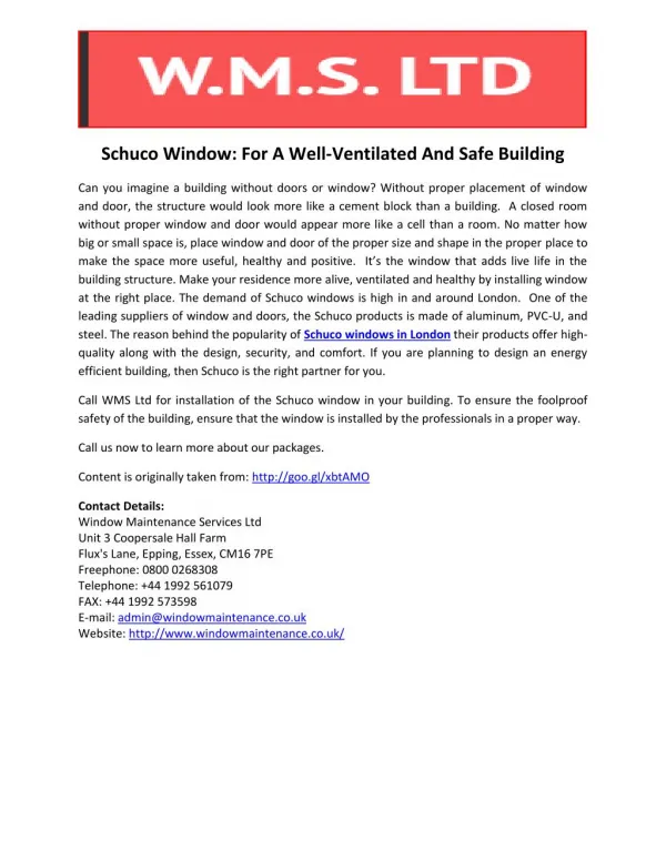 Schuco Window: For A Well-Ventilated And Safe Building