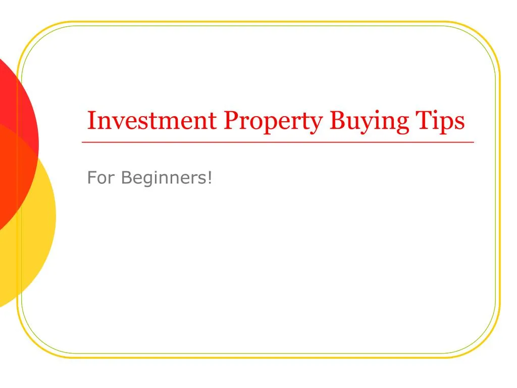 investment property buying tips