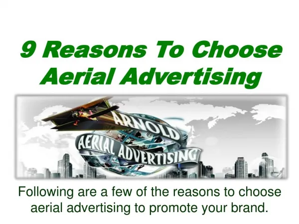9 Reasons To Choose Aerial Advertising
