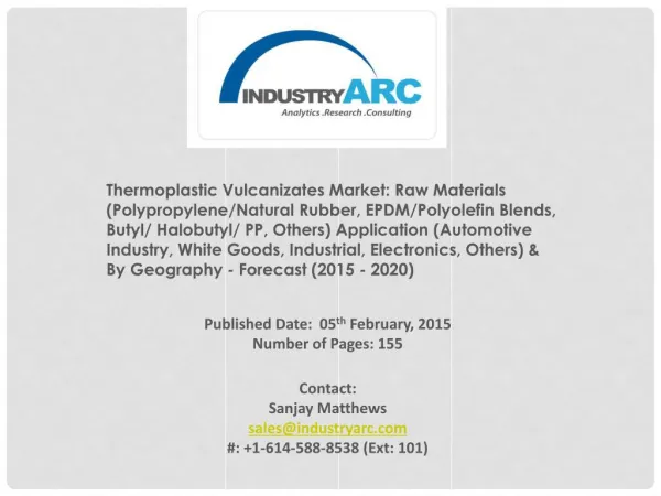Thermoplastic Vulcanizates Market |IndustryARC.