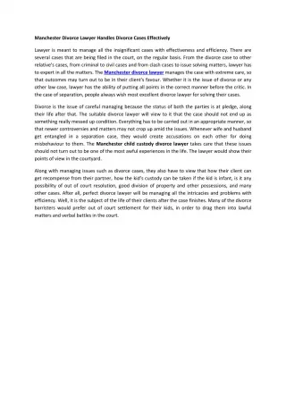 Manchester Divorce Lawyer Handles Divorce Cases Effectively - slide 1