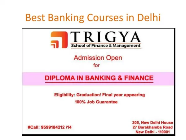 Banking & Finance Courses - 1 Yr Post Graduate Diploma?