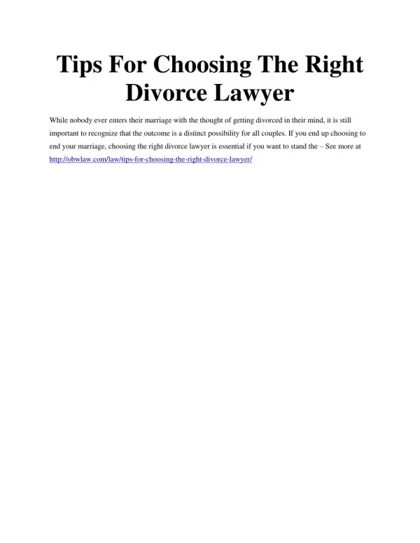 Tips For Choosing The Right Divorce Lawyer