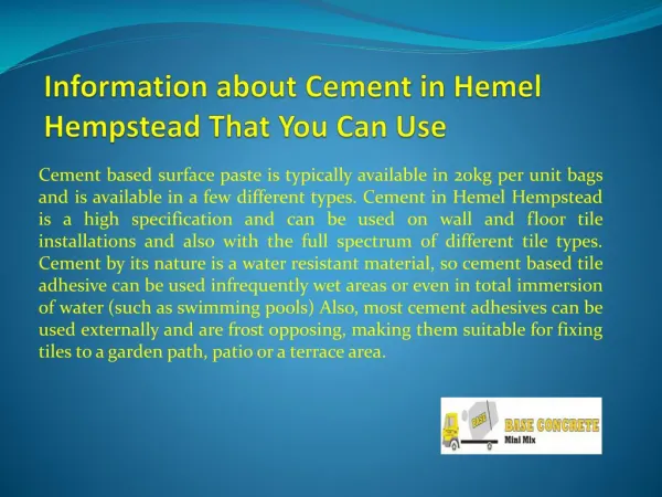 Information about Cement in Hemel Hempstead That You Can Use