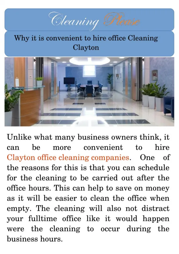 Clayton Office Cleaning Companies