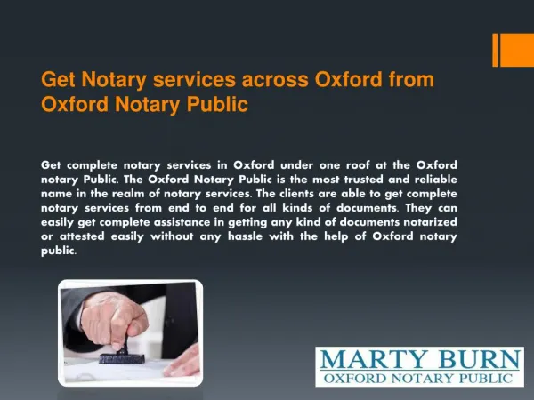 Get Notary services across Oxford from Oxford Notary Public