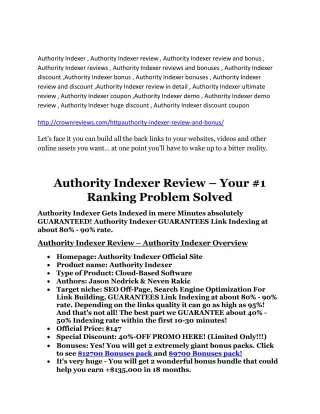 Authority Indexer review-- Authority Indexer (mega) $23,800 bonuses - slide 1