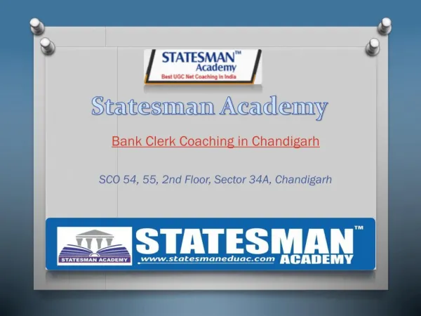 Statesman Academy Bank Clerk Coaching in Chandigarh