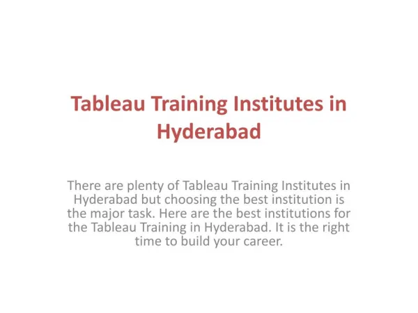 Tableau training in Hyderabad