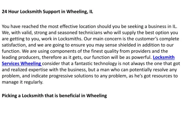 Locksmith Wheeling IL