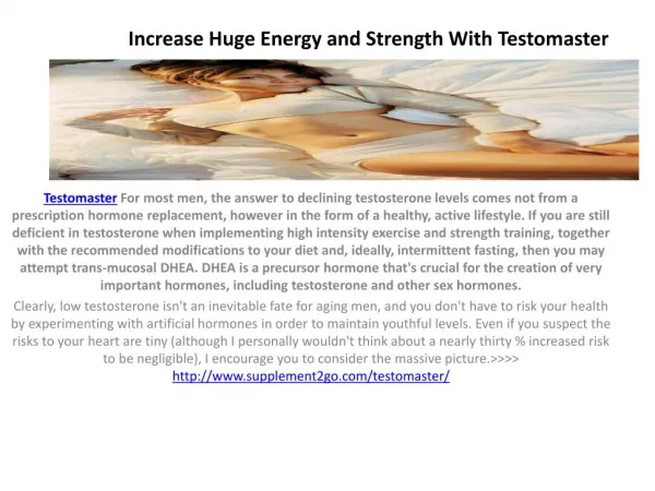 Increase Huge Energy and Strength With Testomaster
