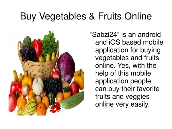 Buy Vegetables And Fruits Online