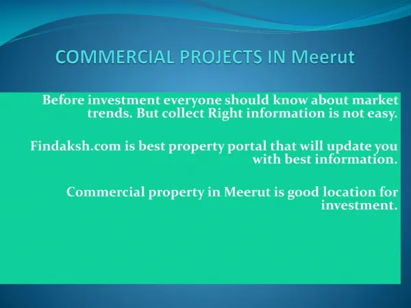 How to invest in commercial property in Meerut