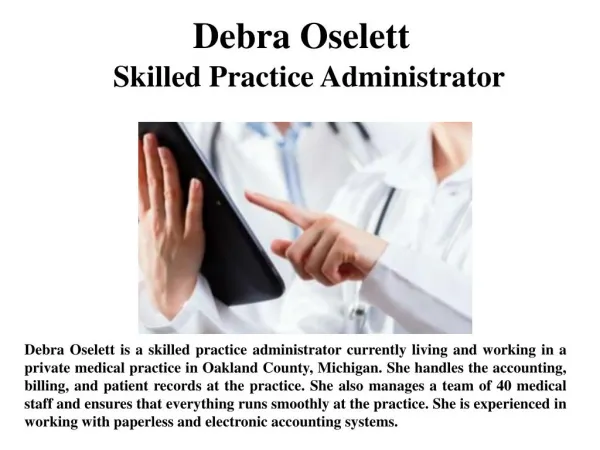 Debra Oselett Skilled Practice Administrator