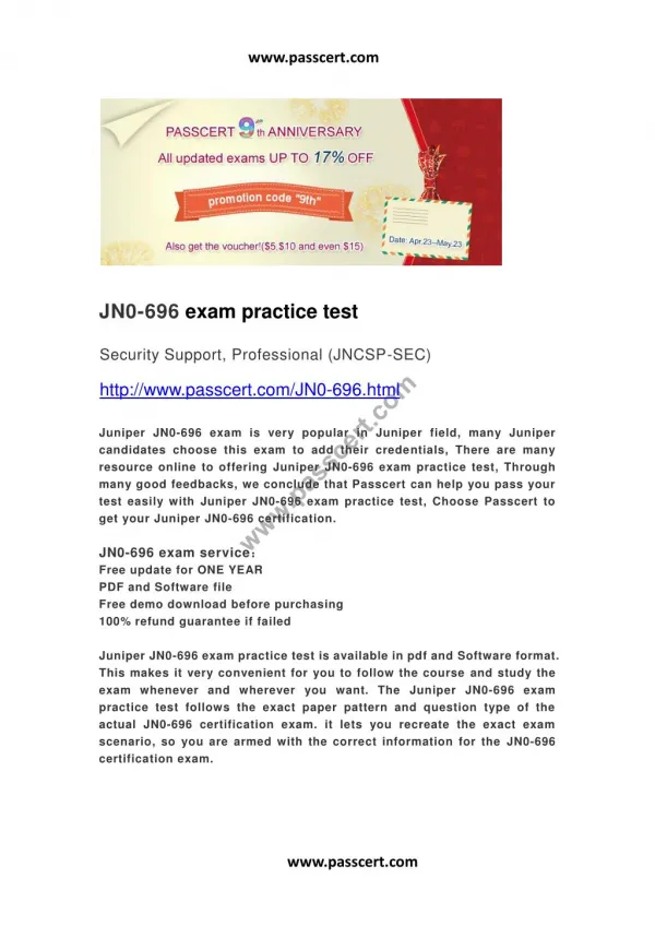 Juniper JN0-696 exam practice test