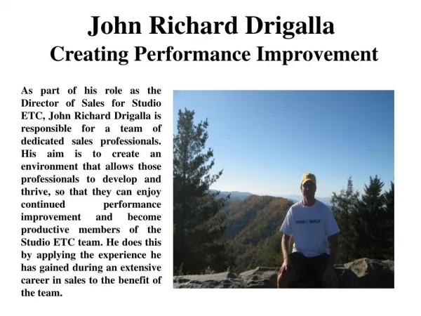 John Richard Drigalla Creating Performance Improvement
