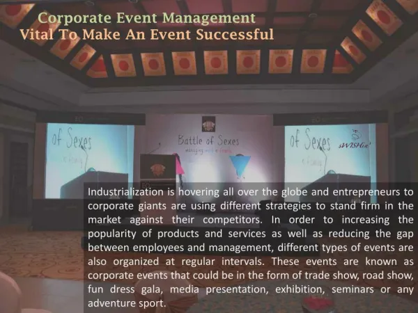 Corporate Event Management- Vital To Make An Event Successful - sWISHIn