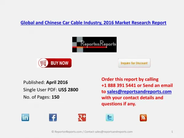 Car Cable Market Status and Industry Analysis for Global and China 2016-2021