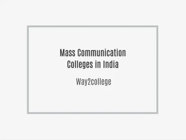 Mass Communication Colleges in India