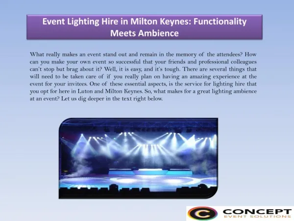 Event Lighting Hire in Milton Keynes: Functionality Meets Ambience