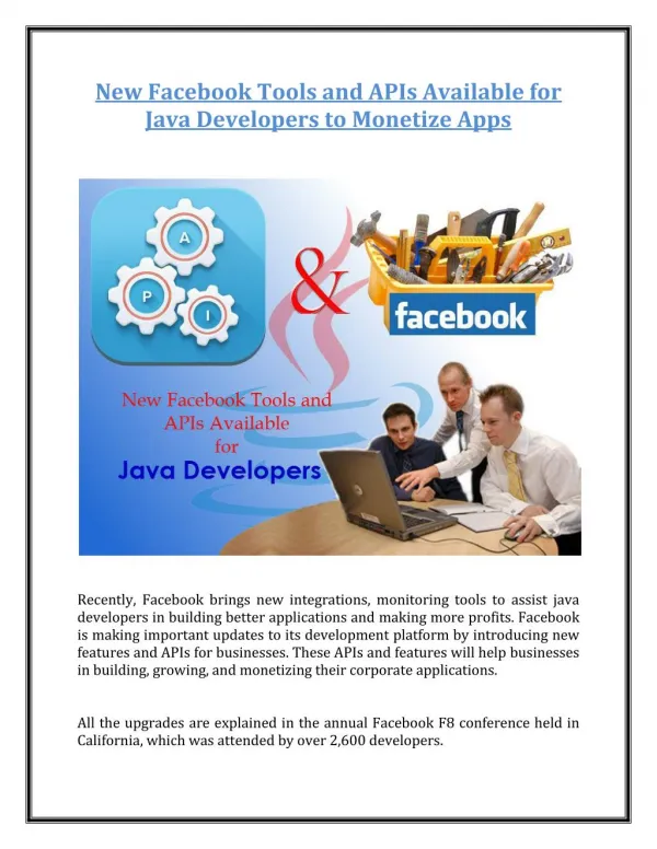 New Facebook Tools and APIs Available for Java Developers to Monetize Apps