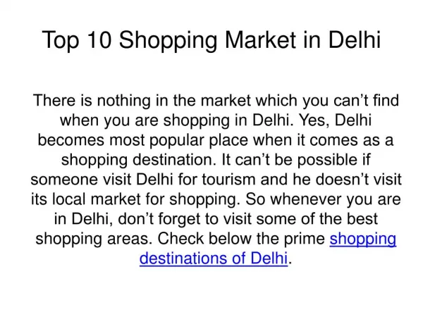 Top 10 Shopping Places in Delhi NCR